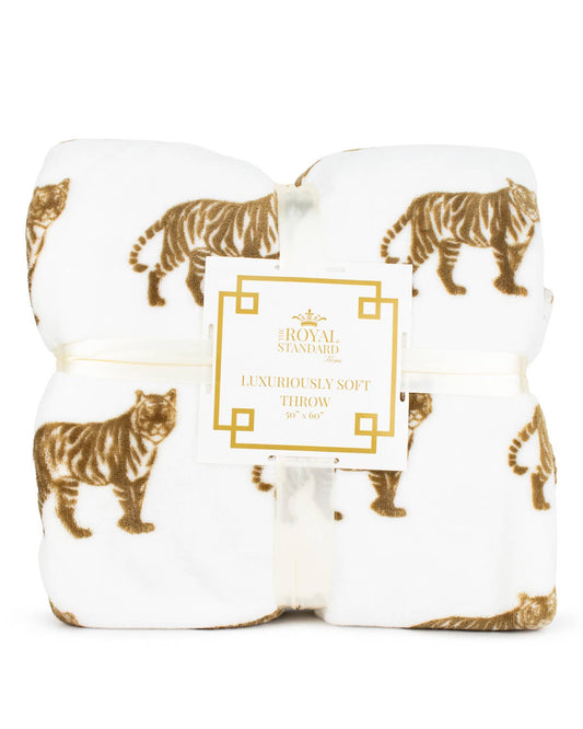 Tiger Prowl Throw  Taupe/White  50x60