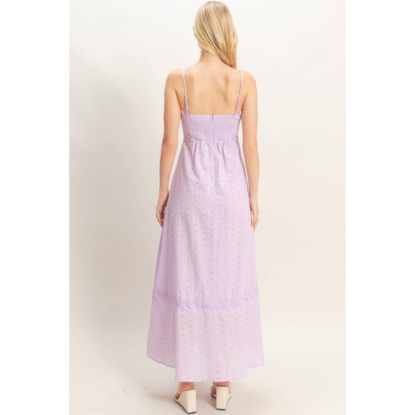 HYFVE - Scallop Trim Eyelet Midi Dress
