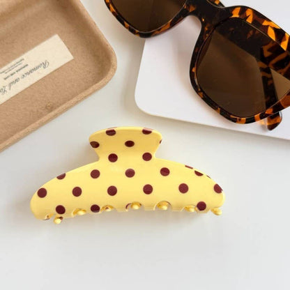 JOSSLYN by wall to wall - Retro Polka Dot Hair Claw - Glossy Spotted French | 40H1099
