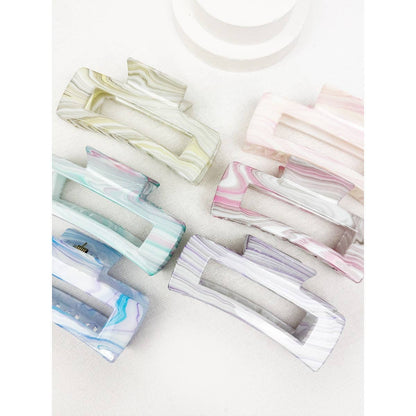 Love and Repeat - Marbled Pattern Cut Out Rectangle Hair Claw
