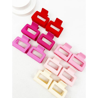 Love and Repeat - Pink Tone Matte Color Rectangle Medium Hair Clip