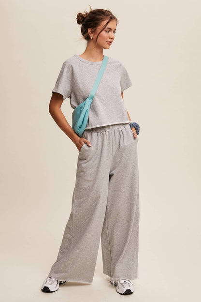 Listicle - Relaxed Fit Top and Wide Leg Pants Lounge Set