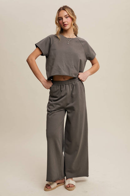 Listicle - Relaxed Fit Top and Wide Leg Pants Lounge Set