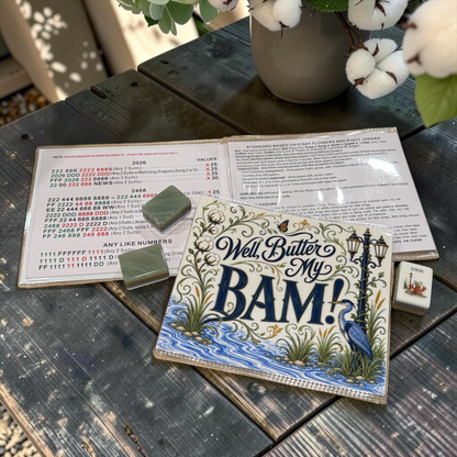 Pat's Monograms, LLC - Well, Butter My Bam! Mahjong Card Cover — Large NMJL Card Holder