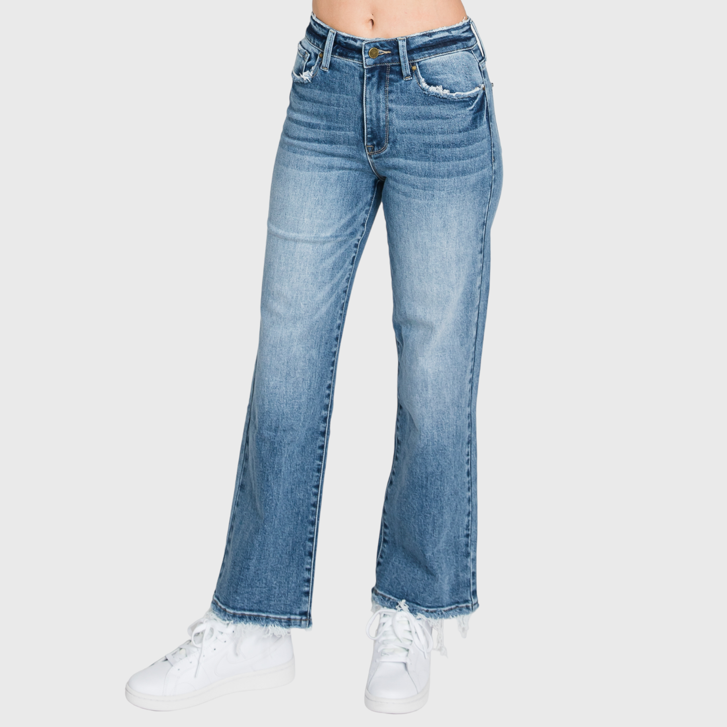 P489WF-MD SUPER HIGH RISE STRETCH SLIM STRAIGHT JEANS: 7/27