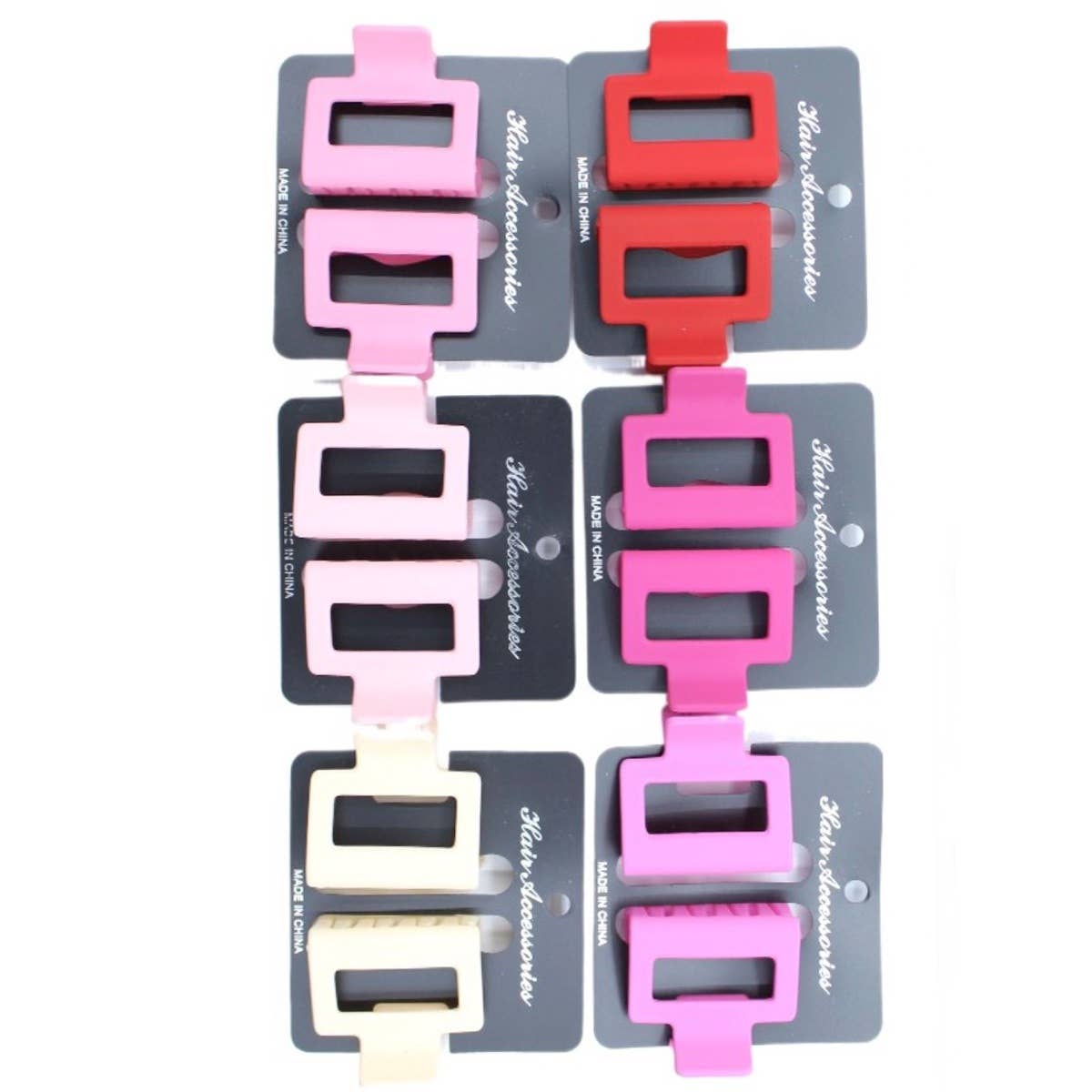Love and Repeat - Pink Tone Matte Color Rectangle Medium Hair Clip
