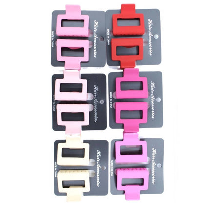 Love and Repeat - Pink Tone Matte Color Rectangle Medium Hair Clip