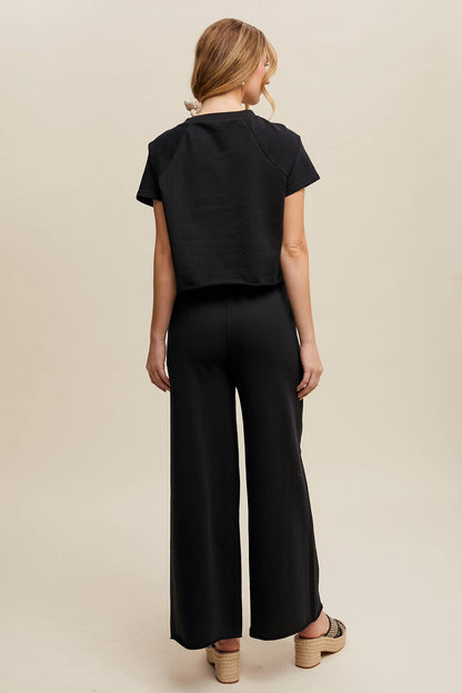 Listicle - Relaxed Fit Top and Wide Leg Pants Lounge Set