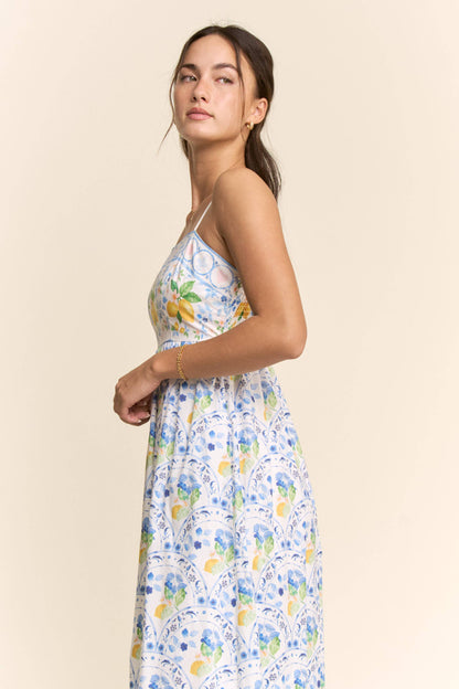 Davi & Dani - PLUS BORDER PRINT SMOCKING BACK MAXI DRESS