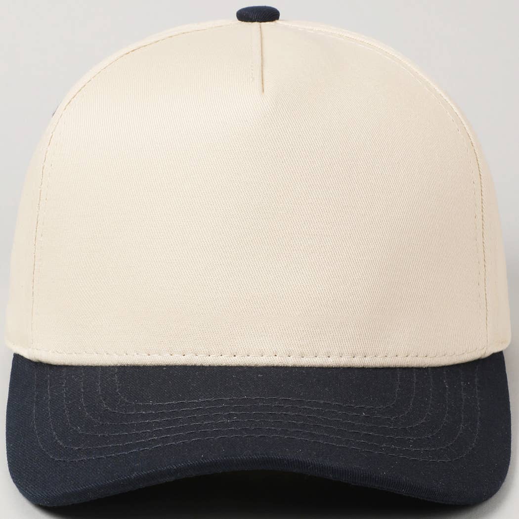 Fashion City - Plain Two-Tone Canvas Cotton Trucker Hat
