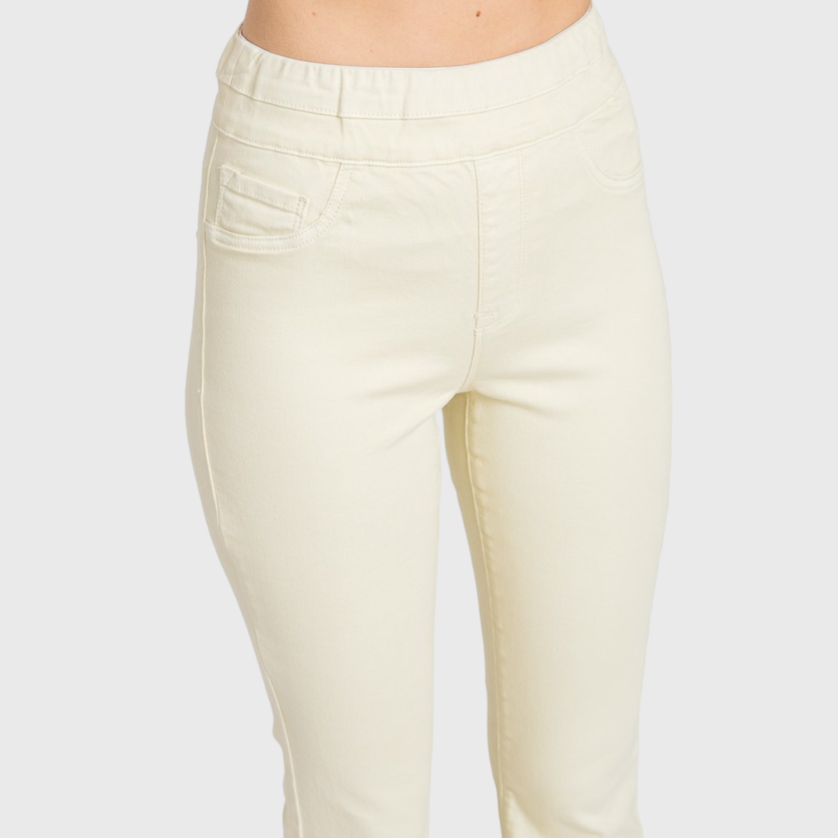 Petra153 - (PETITE) PZ772HF-BE HIGH RISE PULL-ON BOOTCUT W/ FRAYED HEM