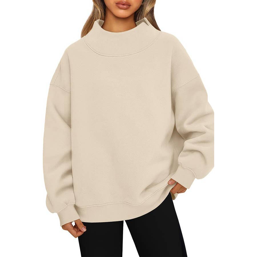 Paperdoll - Pullover Mock Neck Fleece Sweatshirt