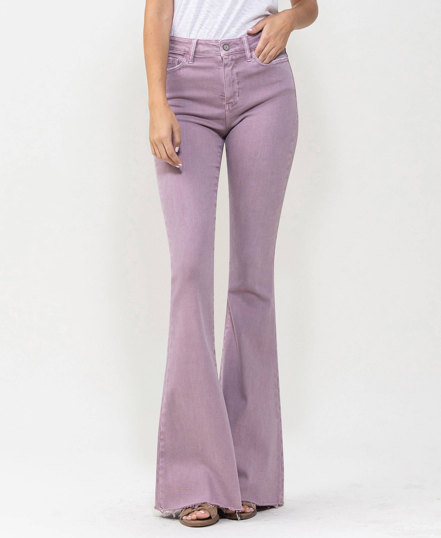 VERVET by FLYING MONKEY - HIGH RISE RAW HEM SUPER FLARE JEANS