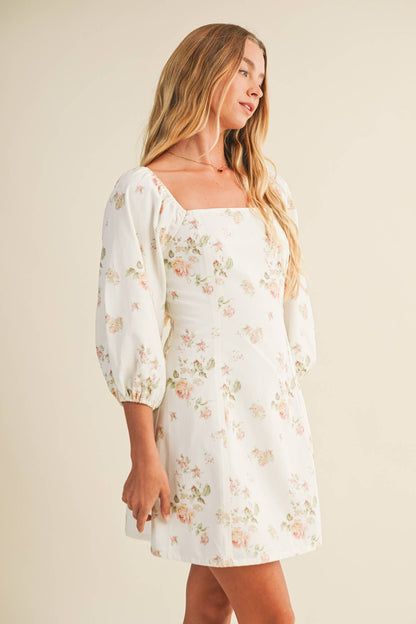 PRINCESS LINE PUFF SLEEVE DRESS