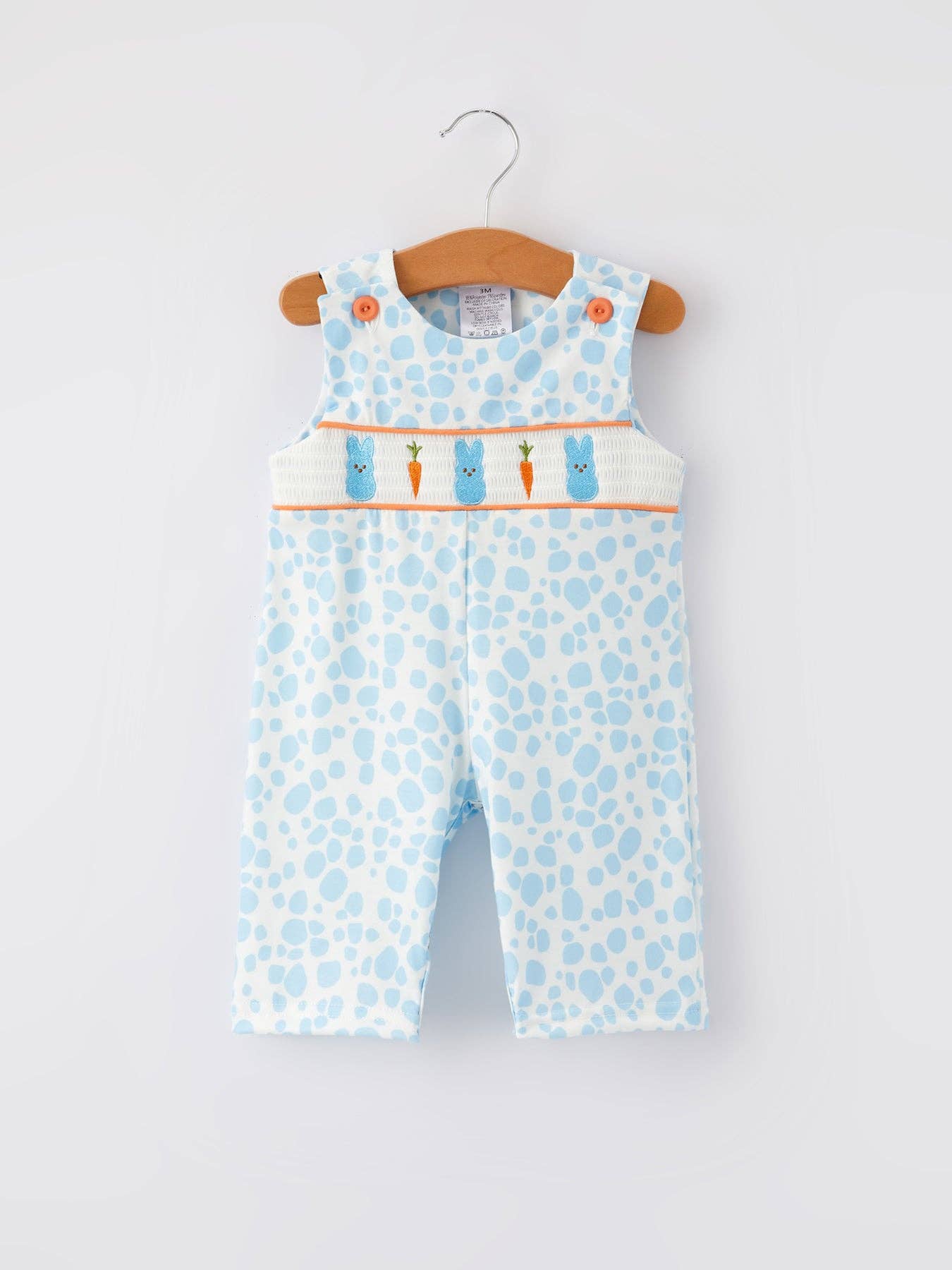 Boys Bunny Carrot Embroidery Smocked Romper