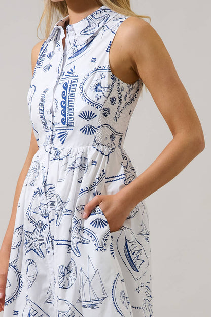 Sugarlips - Catie Button Down Midi Dress Seaside
