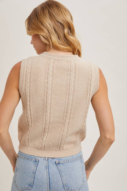 EMBROIDERED SLEEVELESS KNIT TANK TOP