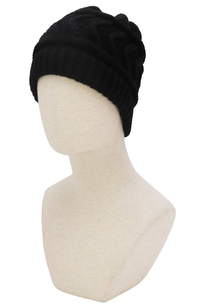Cap Zone - Classic Ponytail Chevron Cable Knitted Beanie