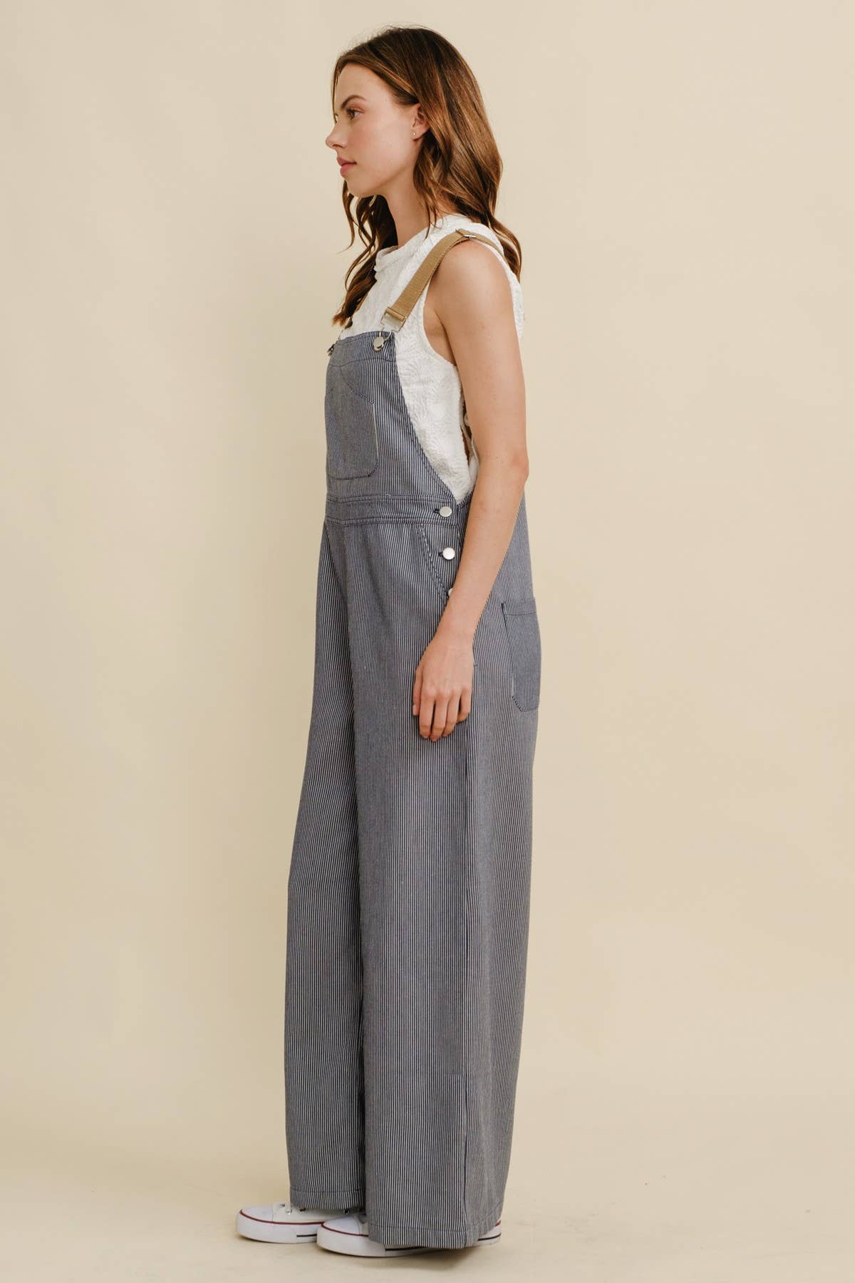 Cloud Ten - CR19032A - STRIPED CONTRAST STRAP COLOR OVERALL JUMPSUIT