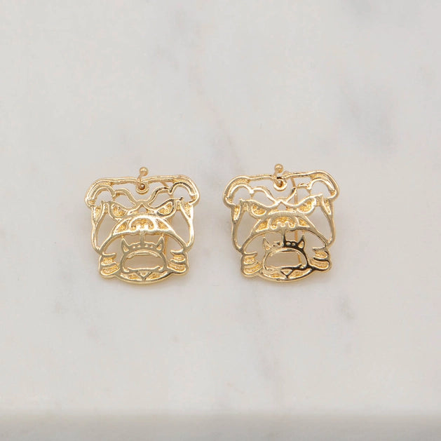 Gold Bulldog Earrings