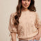 Listicle - Eyelet Puff Sleeve Knit Sweater Top