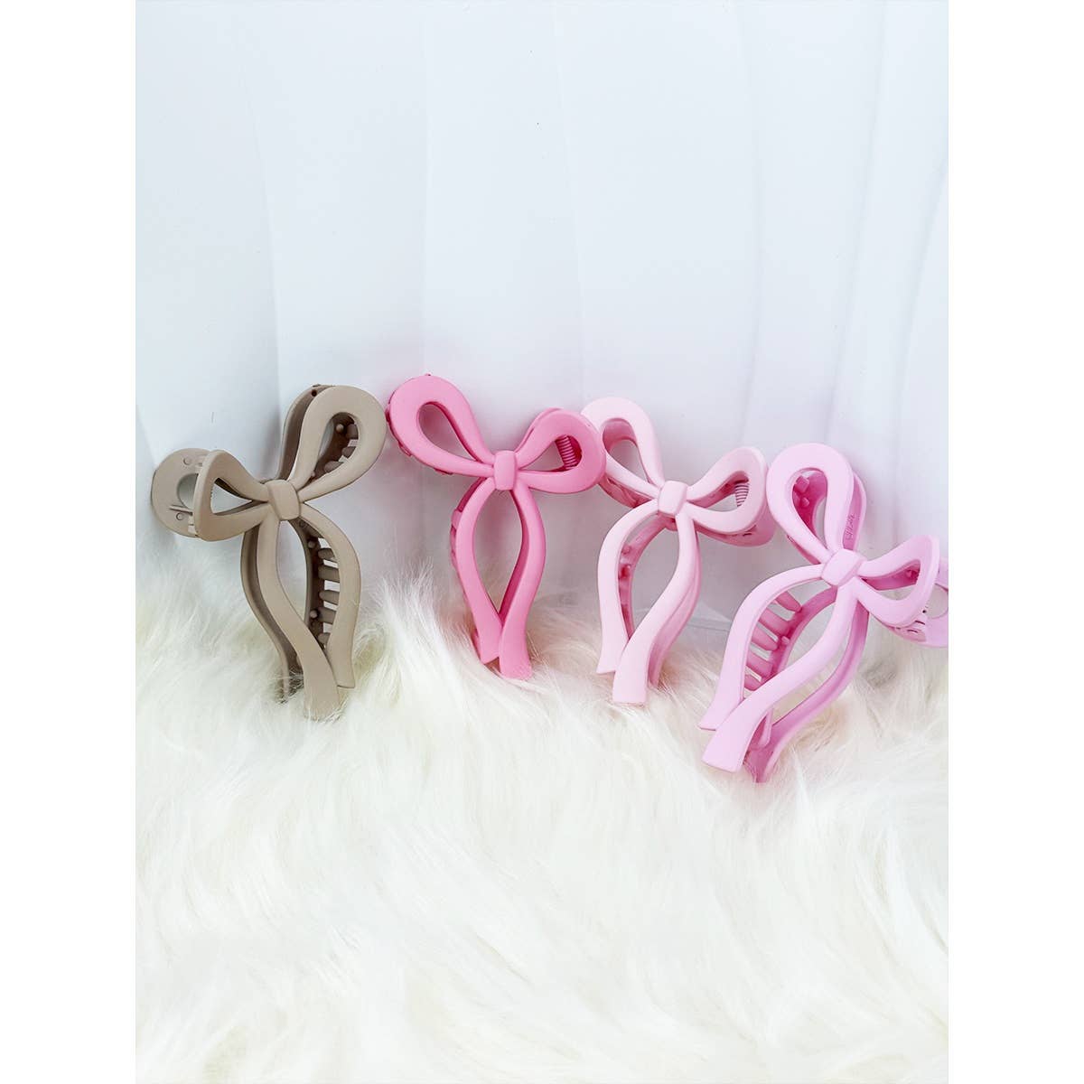 Love and Repeat - Assorted Pink and Taupe Shades of Bow Clip