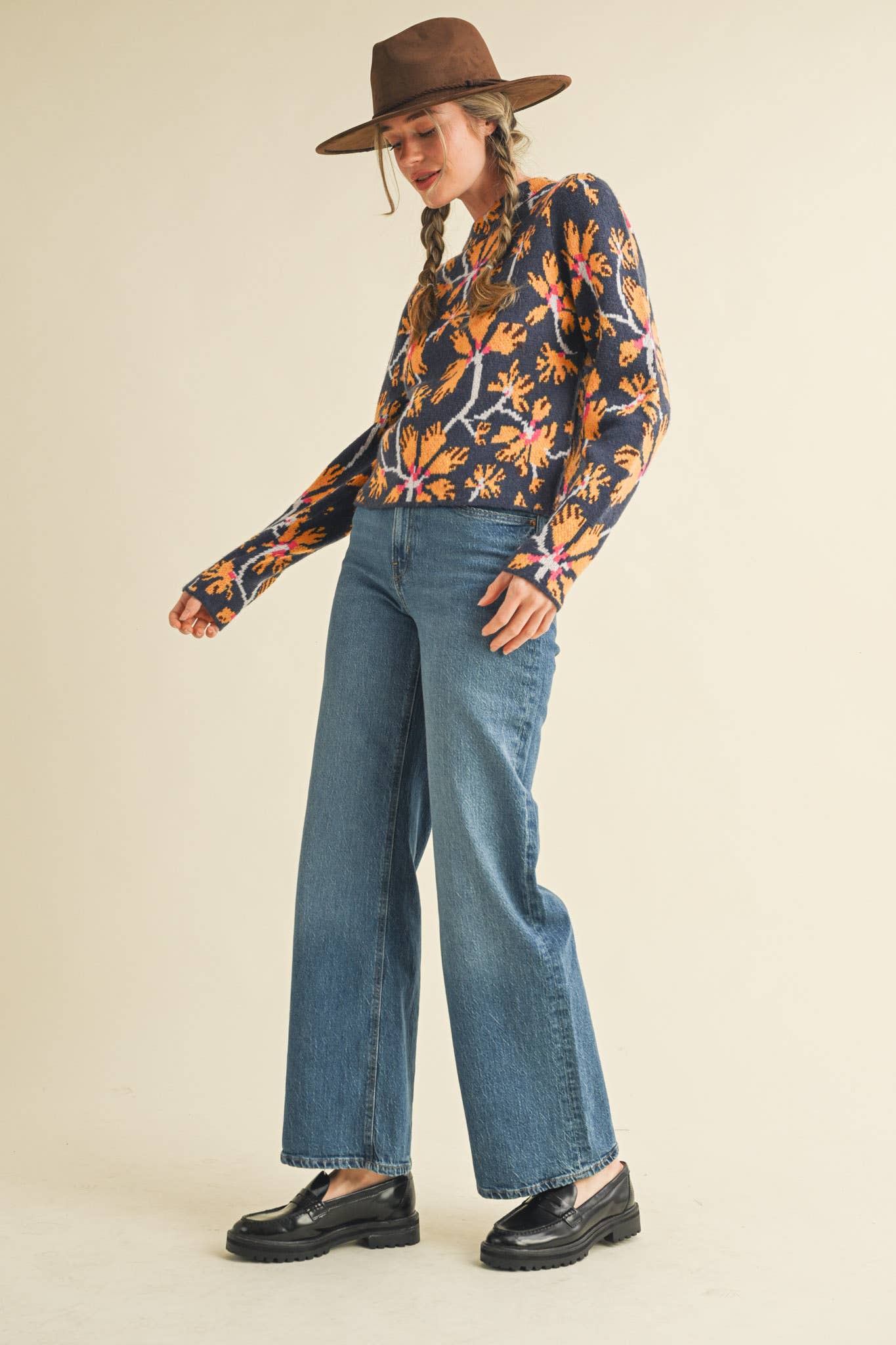 &MERCI - FLORAL MOCK NECK SWEATER MSW11101