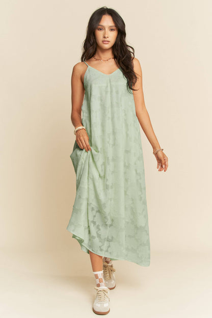 FLORAL EMBROIDERED SLEEVELESS MAXI SLIP DRESS