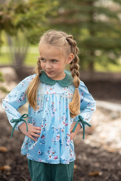 Wren & James - Kids Dark Teal Corduroy Pocket Bow Winter Pant Set