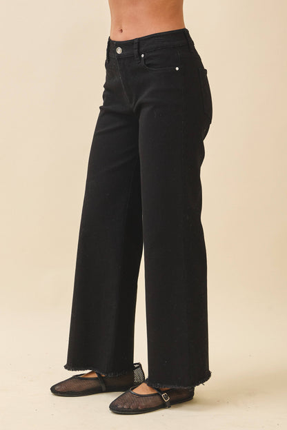 AEMI + CO - 7164GK Wide Leg Raw Hem Denim Pants