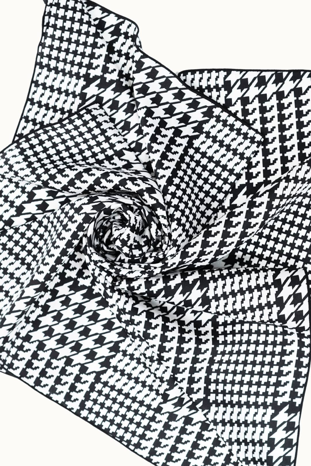 Olive & Pique - "So Silky" Satin Neckerchief Scarf, Versatile, Black/White