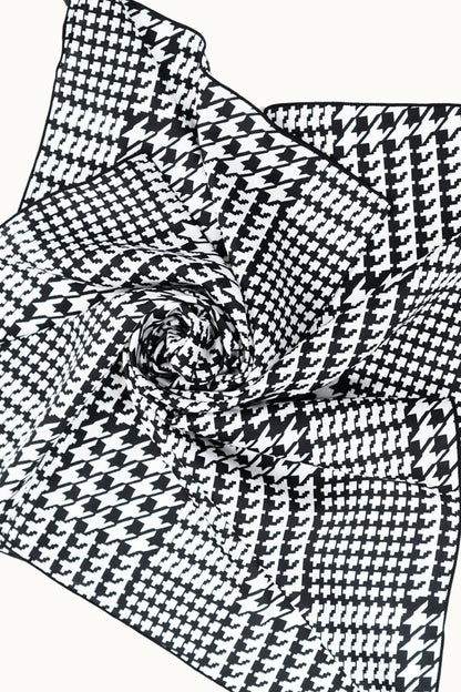 Olive & Pique - "So Silky" Satin Neckerchief Scarf, Versatile, Black/White