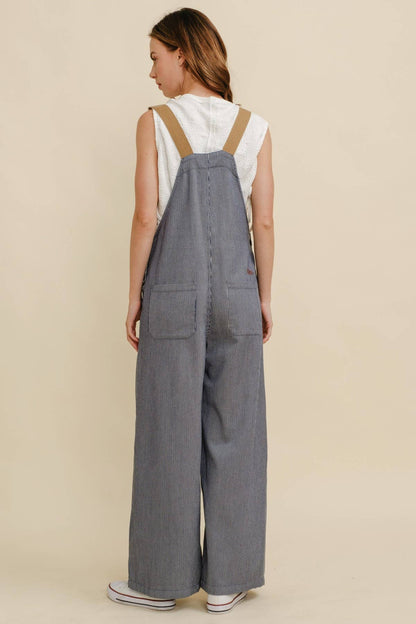 Cloud Ten - CR19032A - STRIPED CONTRAST STRAP COLOR OVERALL JUMPSUIT
