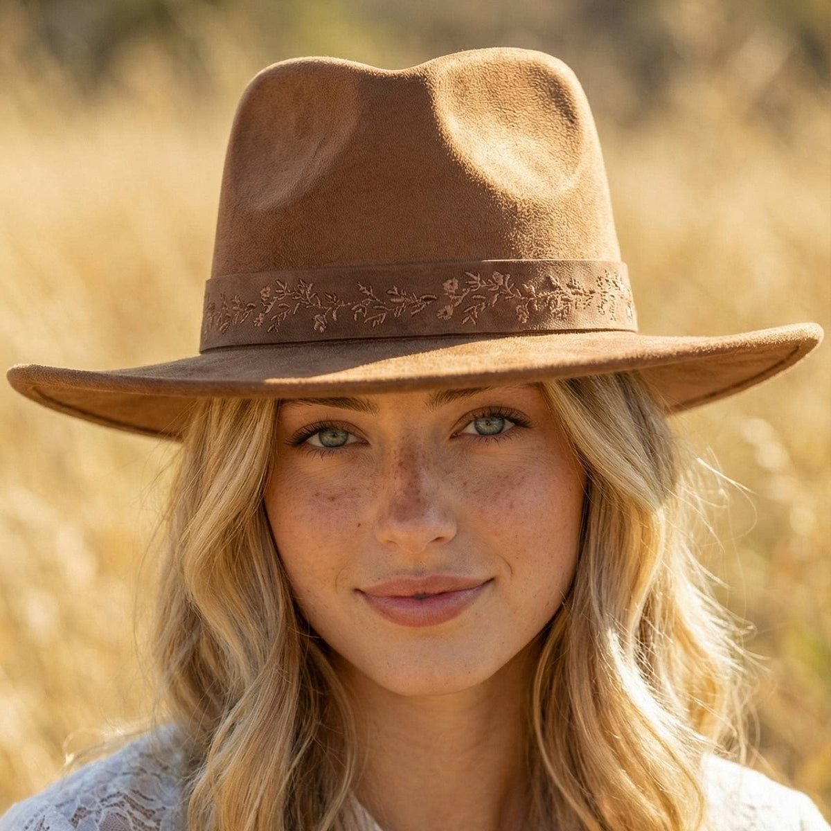 Anarchy Street - Embroidered Flower Strap Fedora Hat