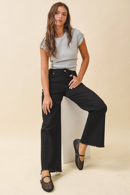 AEMI + CO - 7164GK Wide Leg Raw Hem Denim Pants