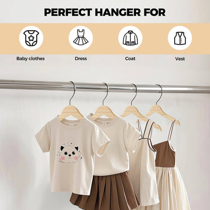 Quality Hangers - WLMK32-NT – 12" Slim Natural Kids Wooden Hangers – 100-Pack