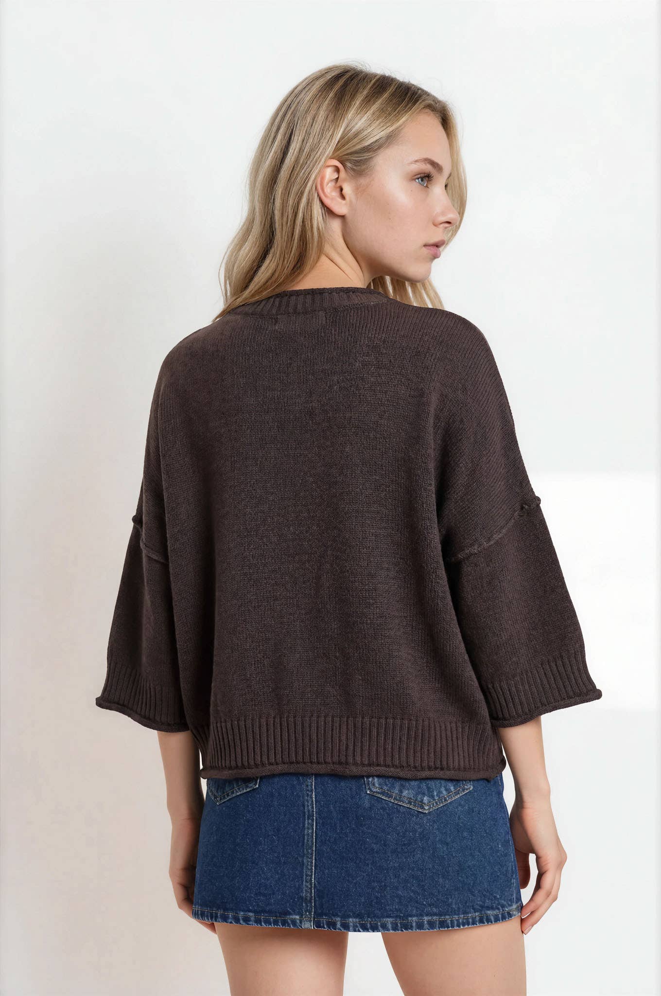 Blu Pepper - EXPOSED SEAM DROP SHOULDER SHORT SLEEVE PULLOVER : STEEL