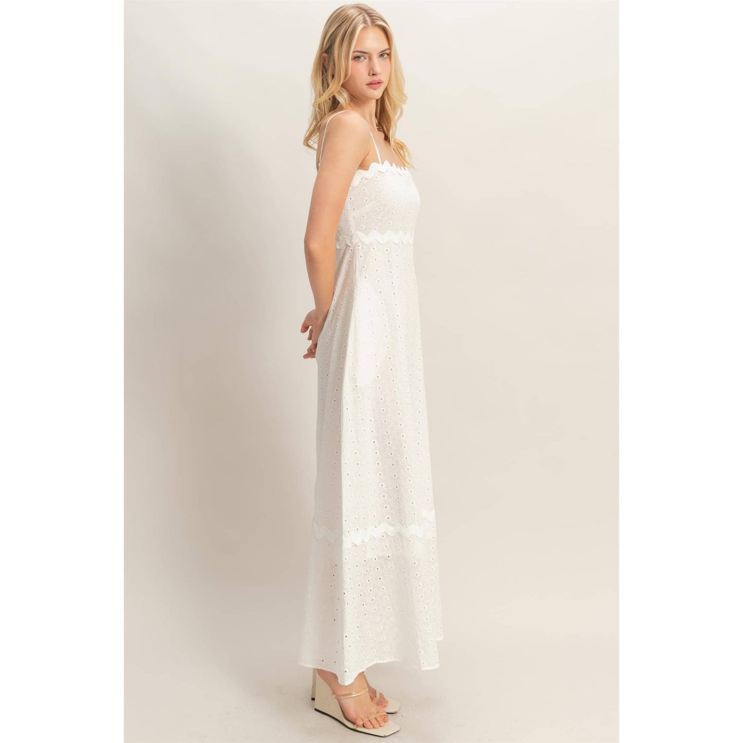 HYFVE - Scallop Trim Eyelet Midi Dress