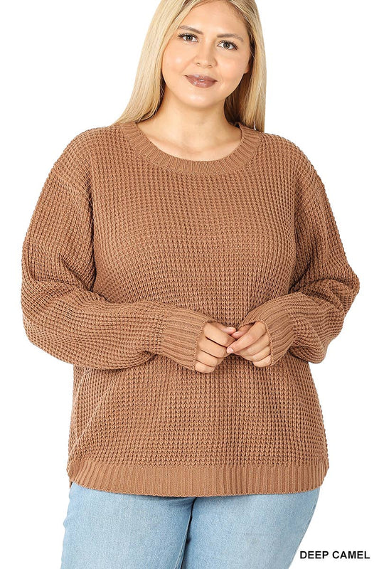 Plus size Basic Waffle Sweater