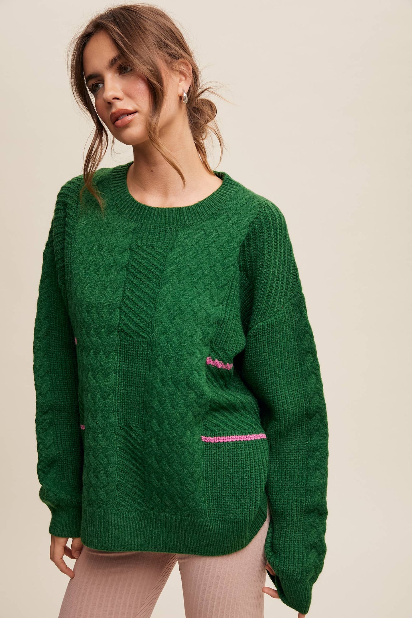 Listicle - Cable Patchwork Knit Pullover LSW0878