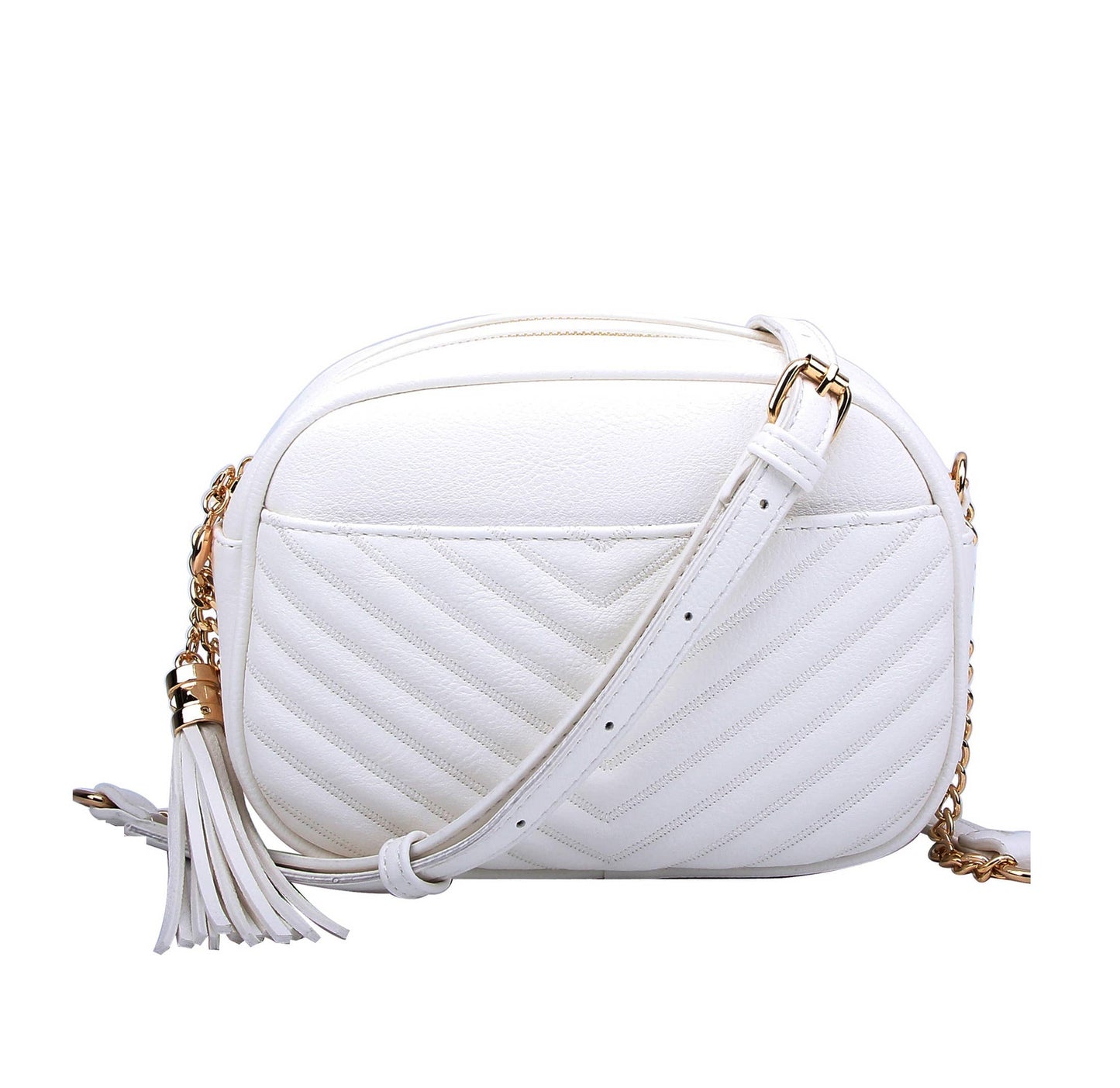 MiMi Wholesale - Veronica V-Stitched Tassel Crossbody Bag with Zipper
