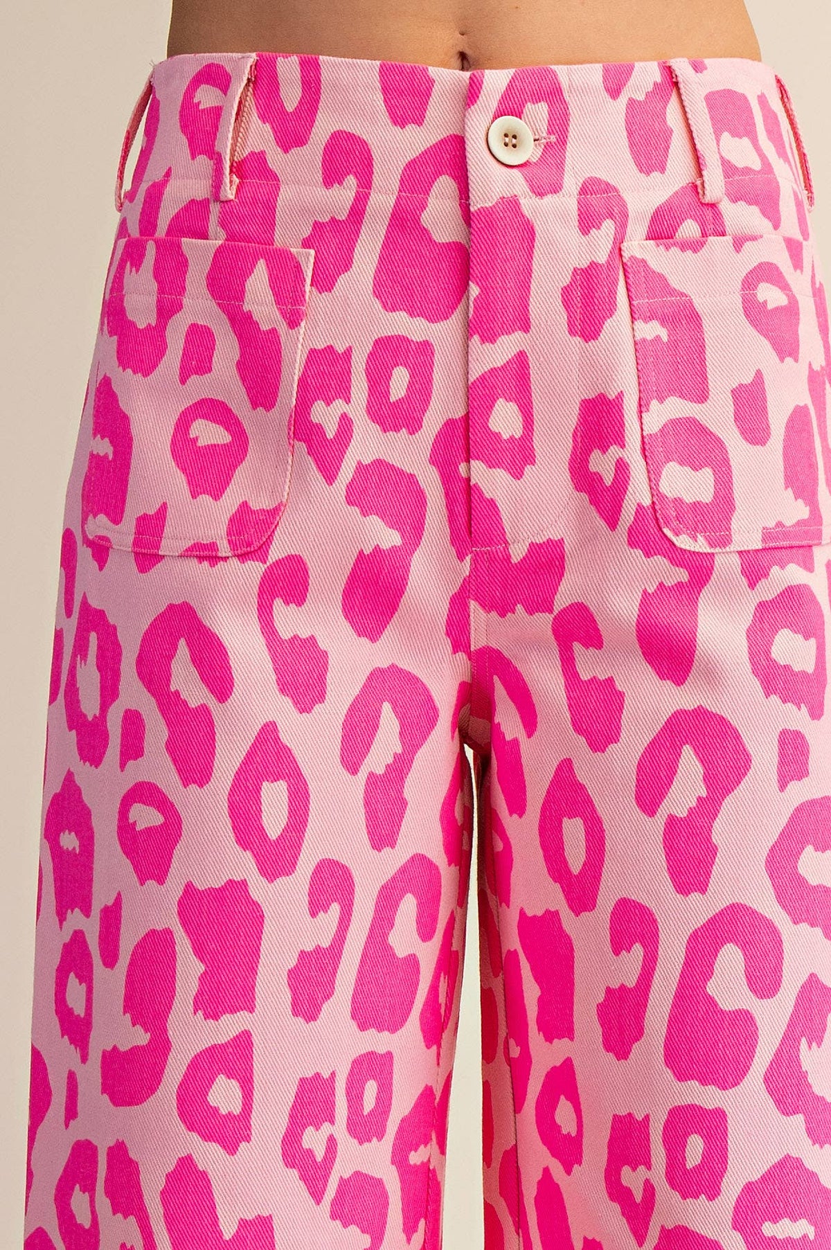 Glam - Colette Cropped Wide-Leg Neon Leopard Pants