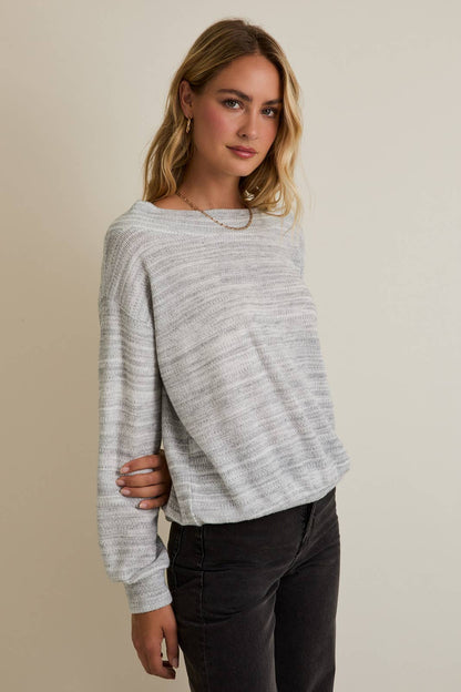 LONG SLEEVE UNBALANCED OFF SHOULDER TOP