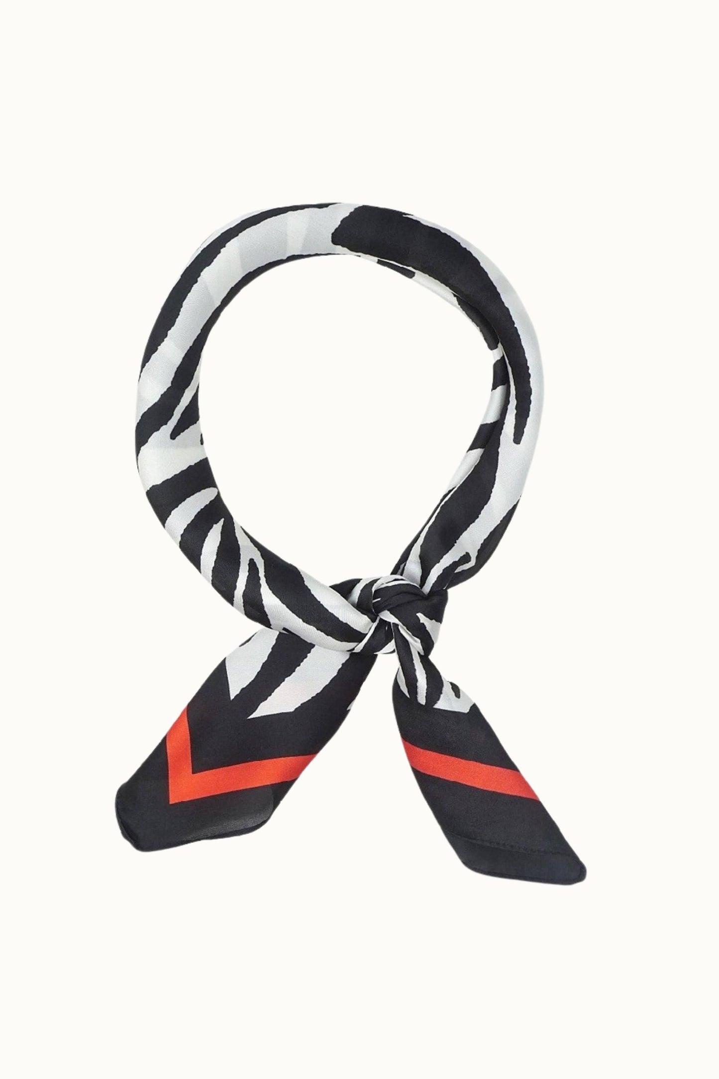 Olive & Pique - "So Silky" Satin Neckerchief Scarf, Versatile, Red Zebra