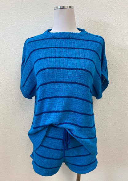 ACOA COLLECTION - STRIPE KNIT TOP AND SHORT SET