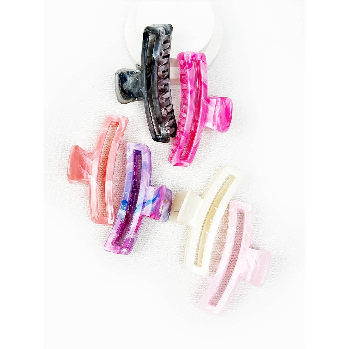 Marbled Minimal Rectangle Hair Claw Clip
