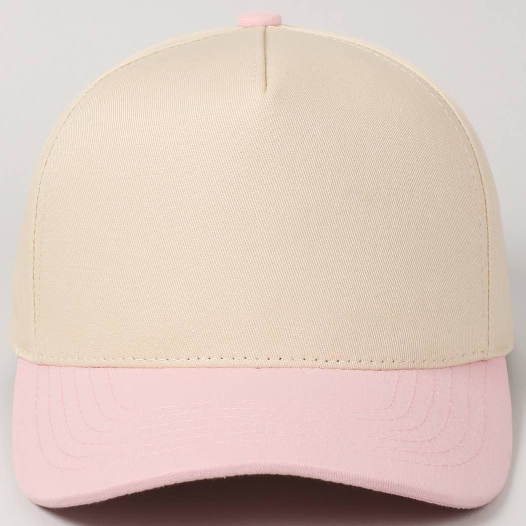 Fashion City - Plain Two-Tone Canvas Cotton Trucker Hat