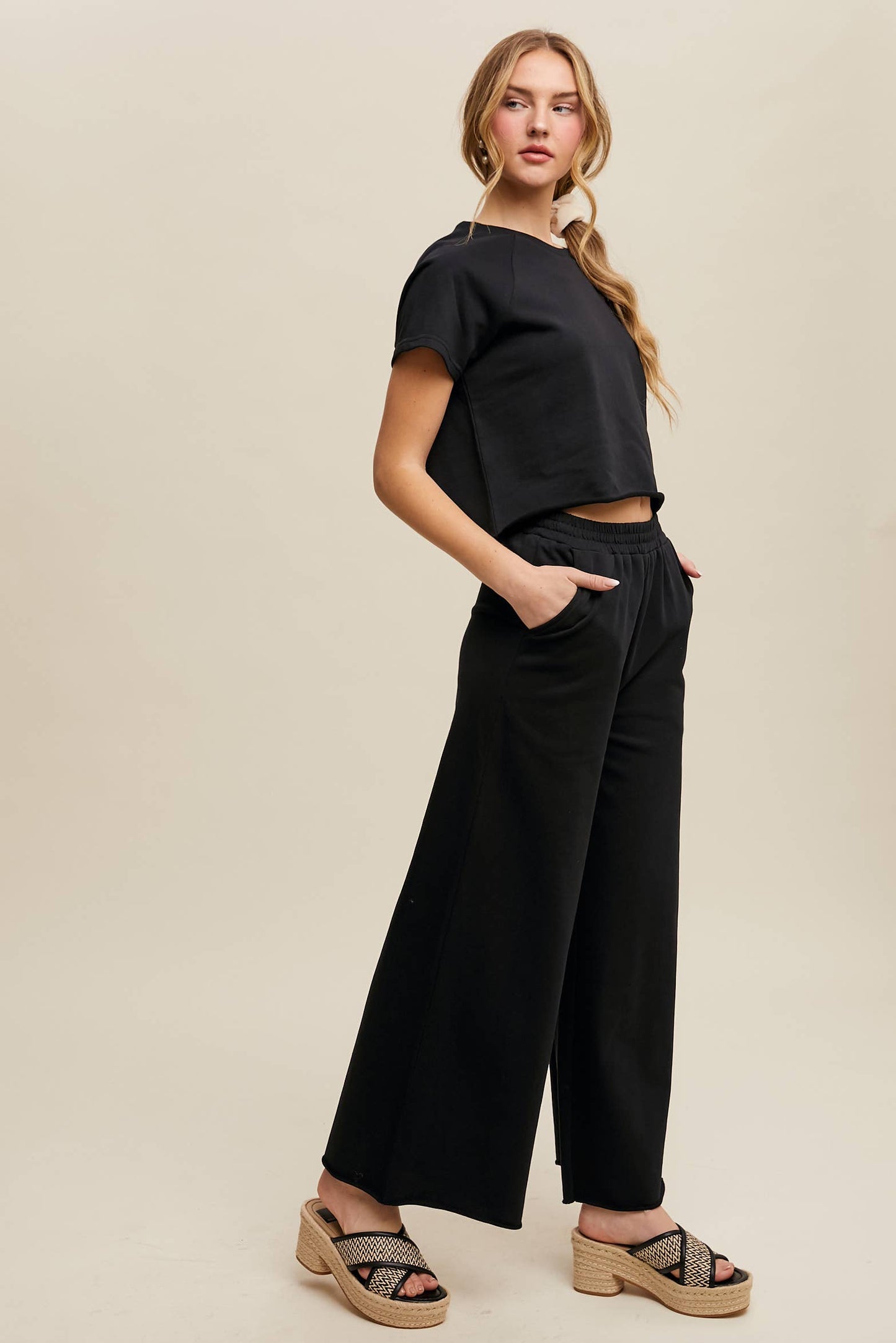Listicle - Relaxed Fit Top and Wide Leg Pants Lounge Set
