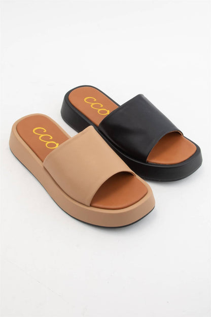 CCOCCI - TOVE Minimal Platform Slide Sandals with Clean Everyday Desi