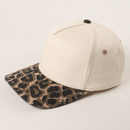 Fashion City - Two Tone Leopard Printed Canvas Trucker Hat